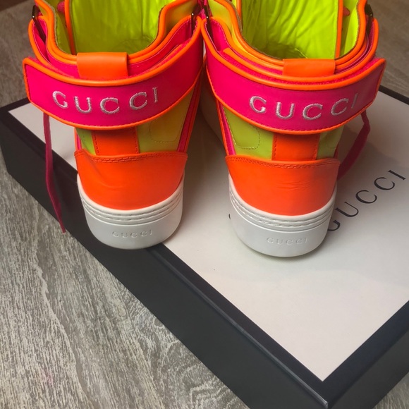 Gucci Shoes - GUCCI Women's Neon Leather High-top Sneakers Sz8.5